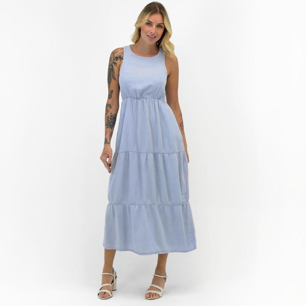 Vestido Geração Moderna Regata Midi com Bolso Feminino