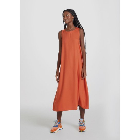 Vestido Hering Midi Sem Manga Evasê Em Tecido Feminino Zattini