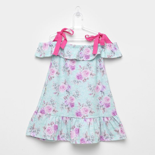 Vestido Infantil Andritex Floral - Verde claro