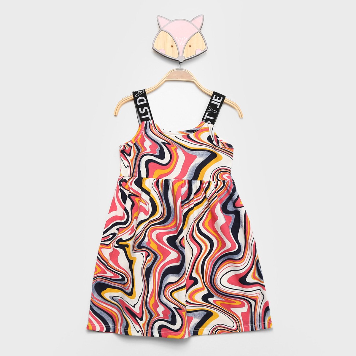 Vestido Infantil Brandili Estampado - Marinho Menor preço em Vestido Infantil Brandili Estampado - Marinho