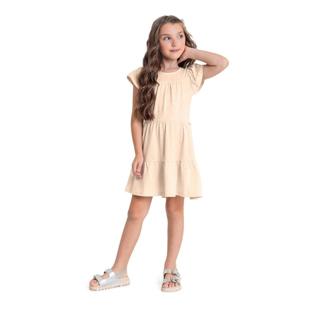 Vestido Infantil com Glitter para Menina Quimby