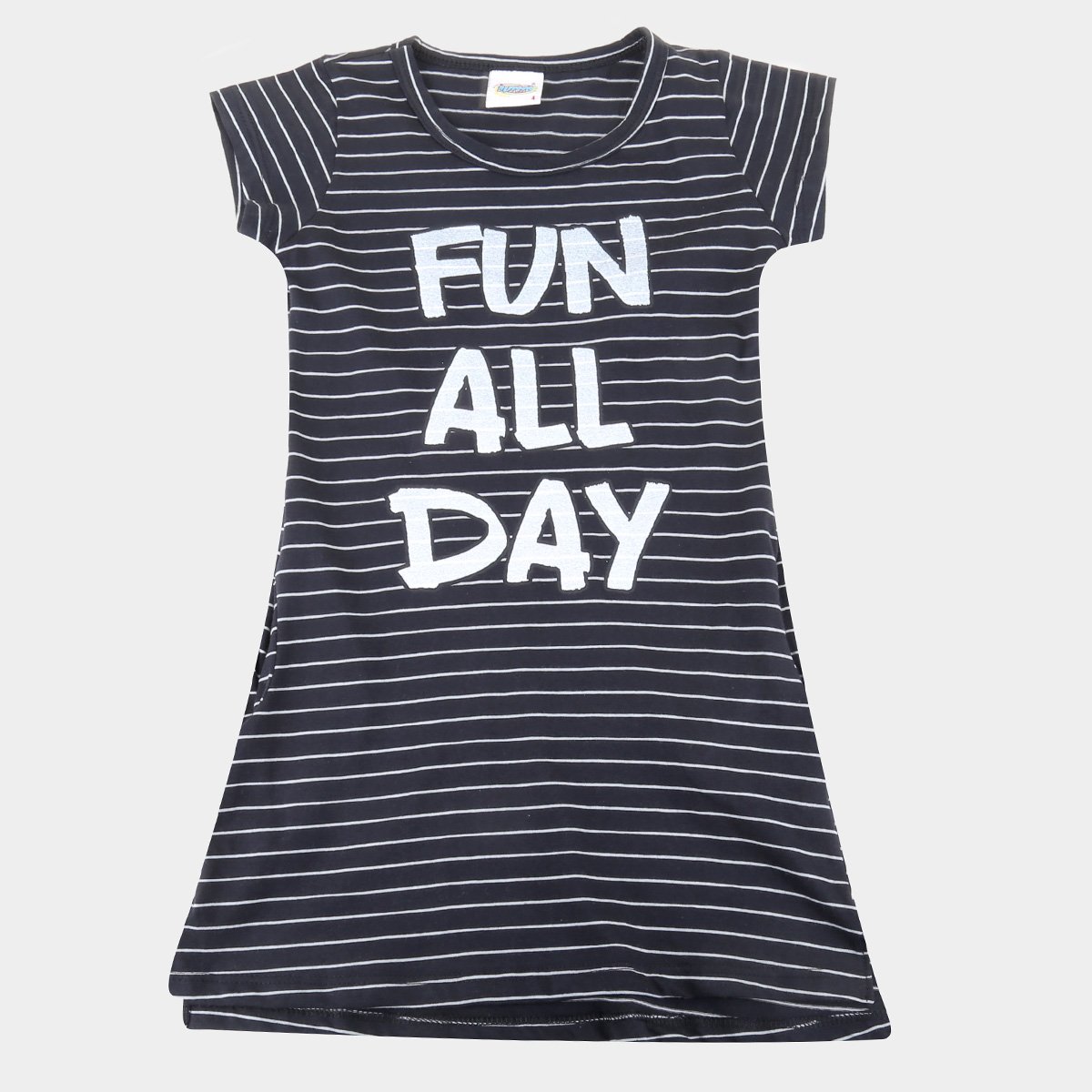 Vestido Infantil Duzizo Listrado Meia Malha - Preto Menor preço em Vestido Infantil Duzizo Listrado Meia Malha - Preto