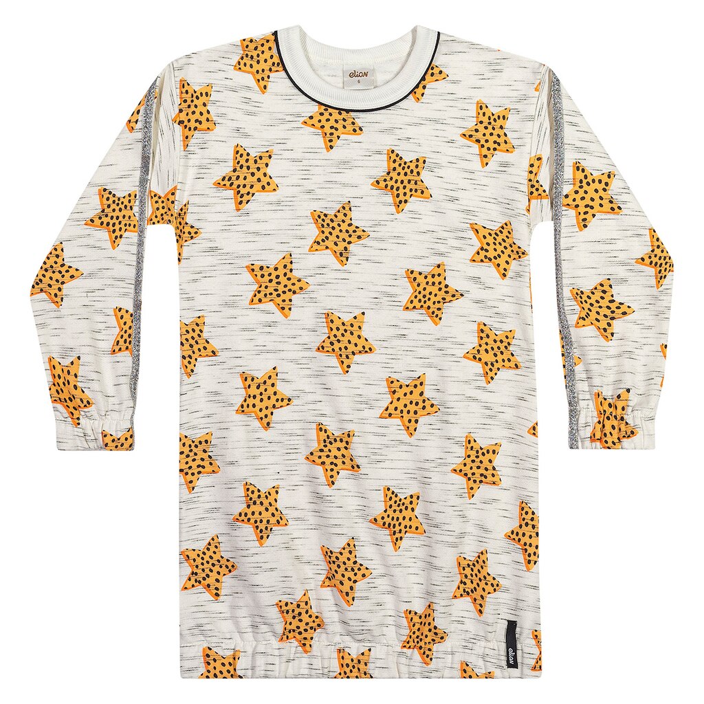 Vestido Infantil Elian Moletom Peluciado Estrelas Manga Longa Menina