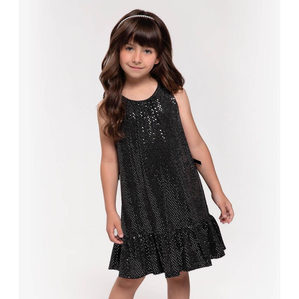Vestido Infantil Em Lantejoula Trick Nick Preto