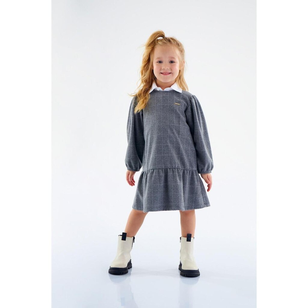 Vestido Infantil em Malha Xadrez Jacquard Up Baby