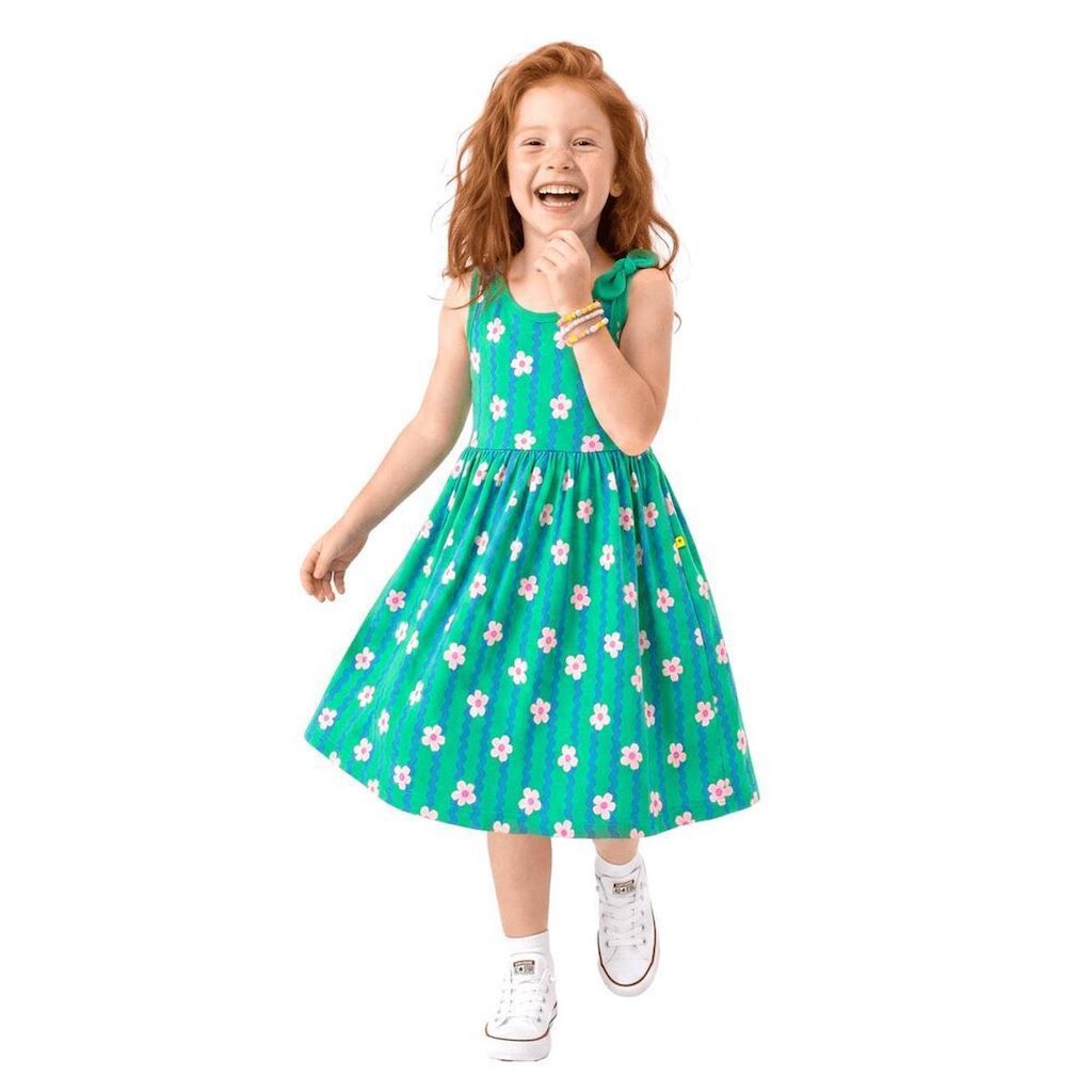 Vestido Infantil Estampado Flor de Ondinhas Cacto Alphabeto