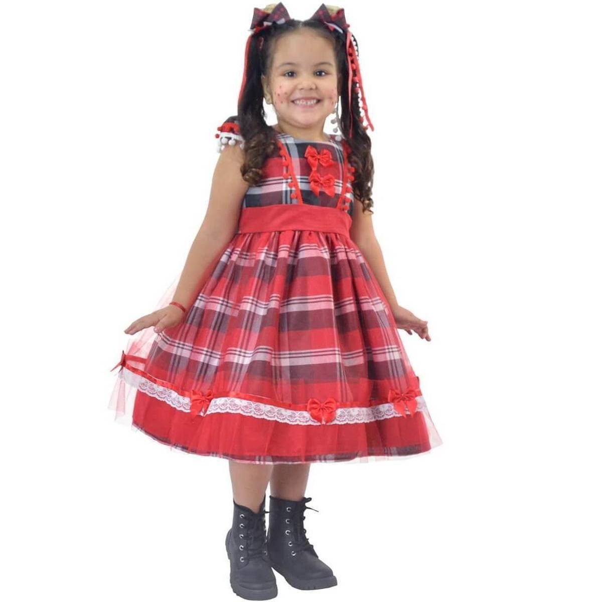 Junina Infantil Roupa Sao Joao Feminina Vestido Infantil Festa