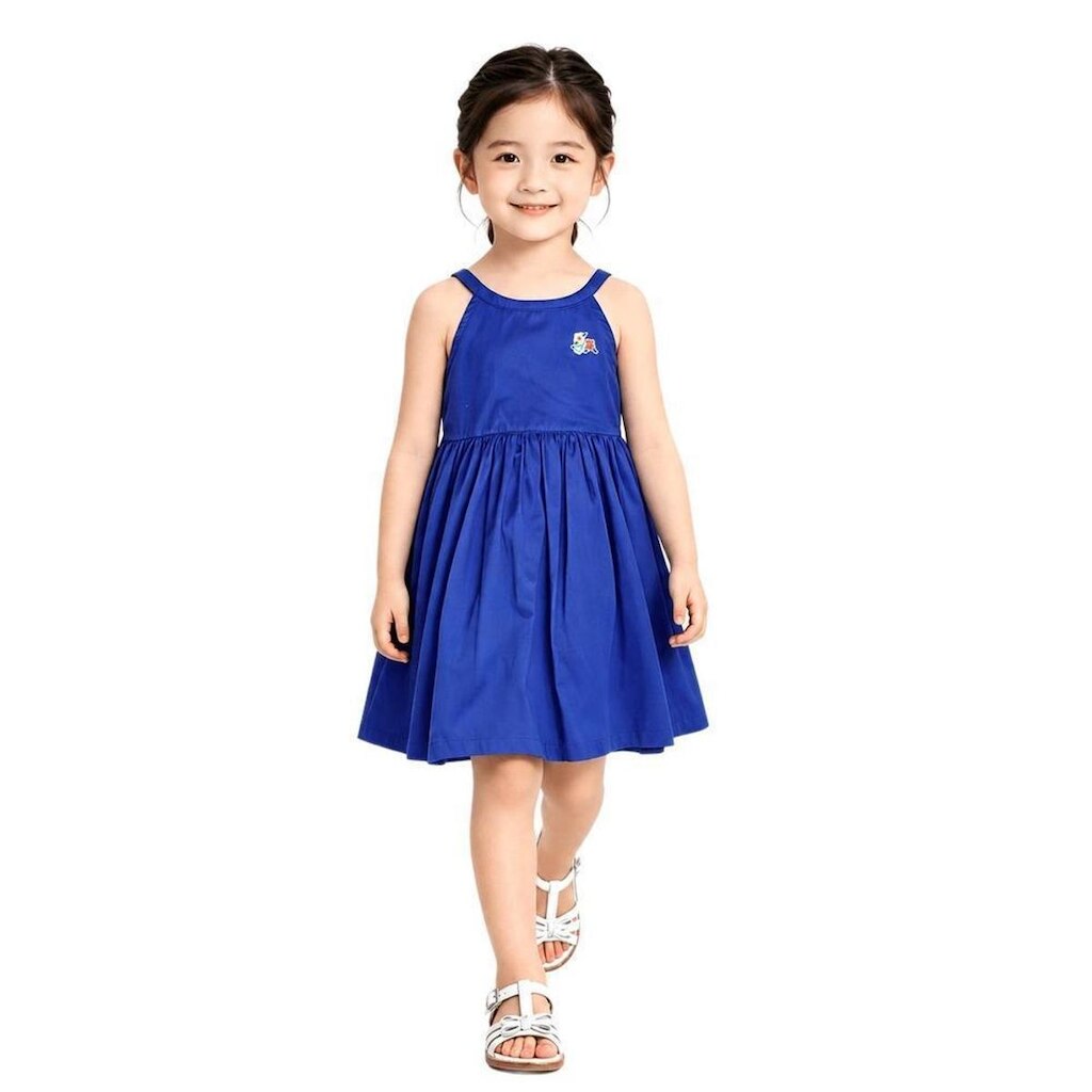 Vestido Infantil Flor do Jardim Azul Cobalto Alphabeto