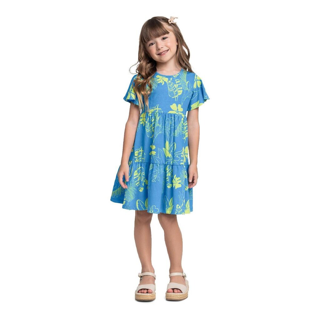Vestido Infantil Floral em Cotton Bee Loop