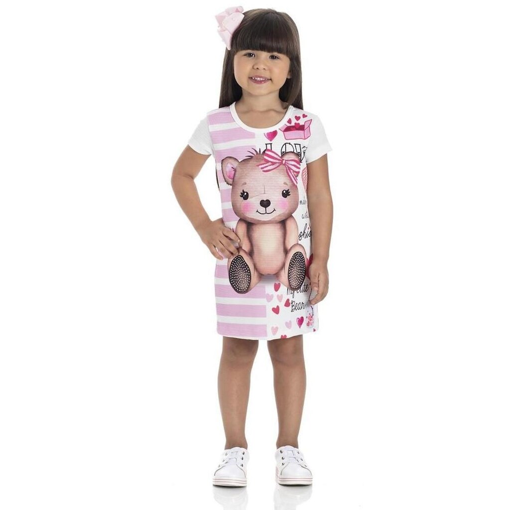 Vestido Infantil Gueda Kids Verão Urso Feminino