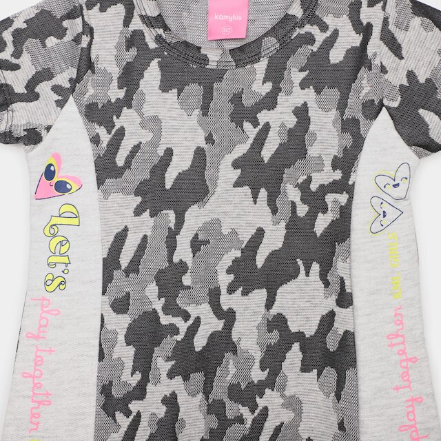 Vestido Infantil Kamylus Moletinho Camuflado Menina