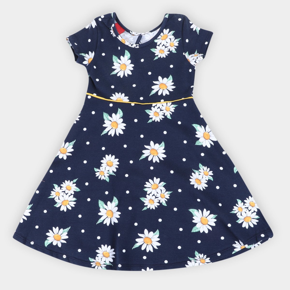 Vestido Infantil Kyly Flores - Marinho Menor preço em Vestido Infantil Kyly Flores - Marinho