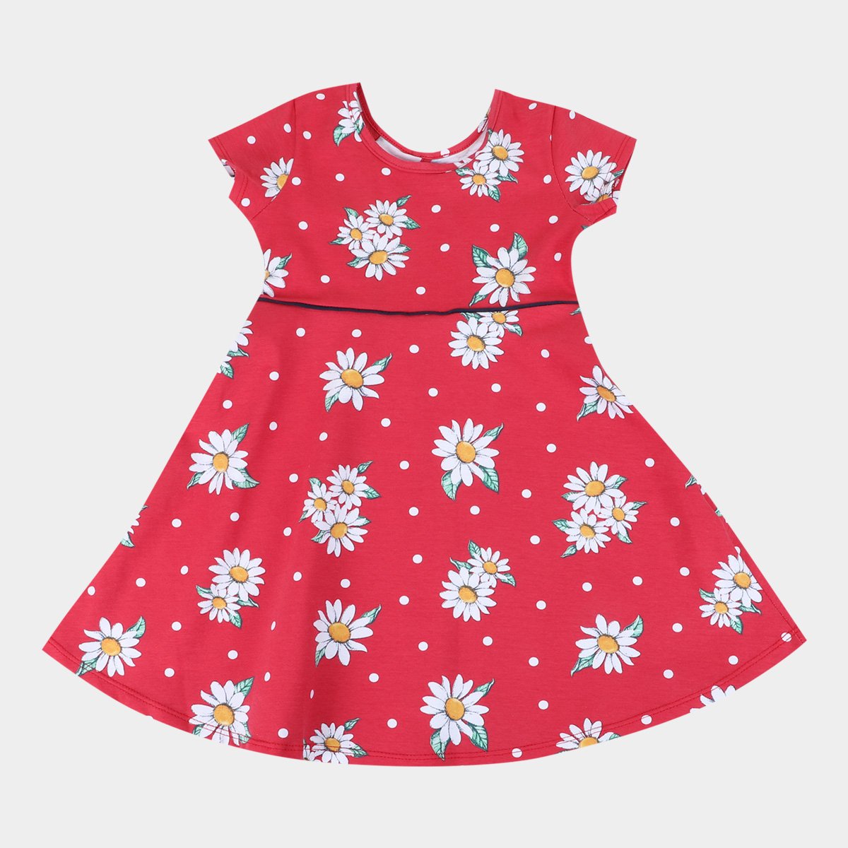 Vestido Infantil Kyly Flores - Vermelho Menor preço em Vestido Infantil Kyly Flores - Vermelho