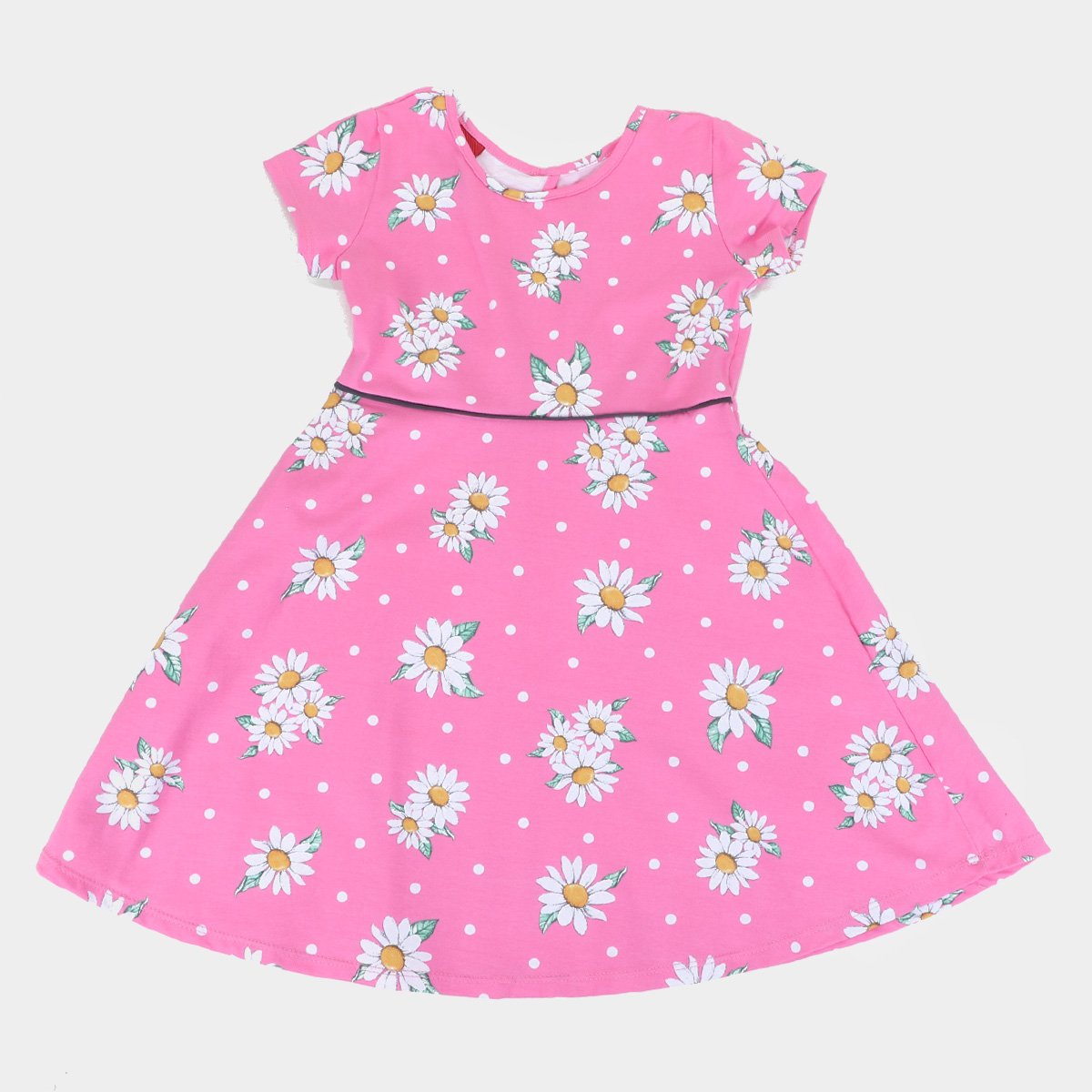Vestido Infantil Kyly Flores - Rosa Menor preço em Vestido Infantil Kyly Flores - Rosa