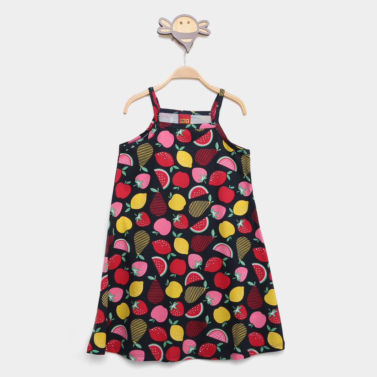Vestido Infantil Kyly Frutas Menina - Azul Menor preço em Vestido Infantil Kyly Frutas Menina - Azul