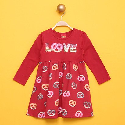 Vestido Infantil Kyly Love Paetê - Feminino