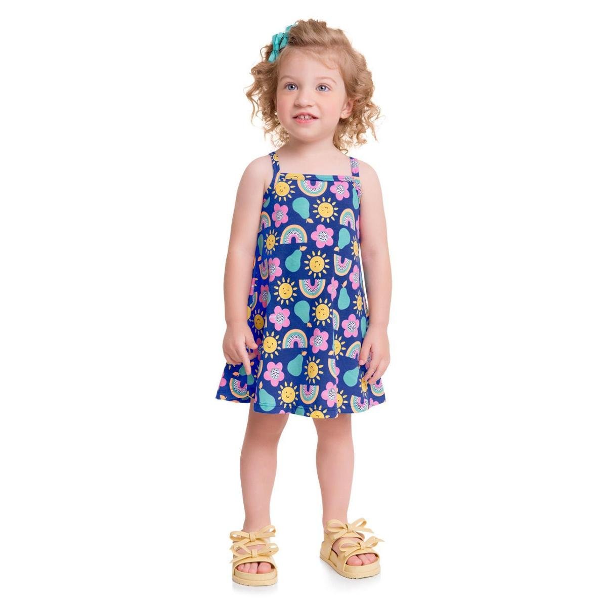 Vestido Infantil Kyly Meia Malha 111440.70126.2 Kyly - Azul Menor preço em Vestido Infantil Kyly Meia Malha 111440.70126.2 Kyly - Azul