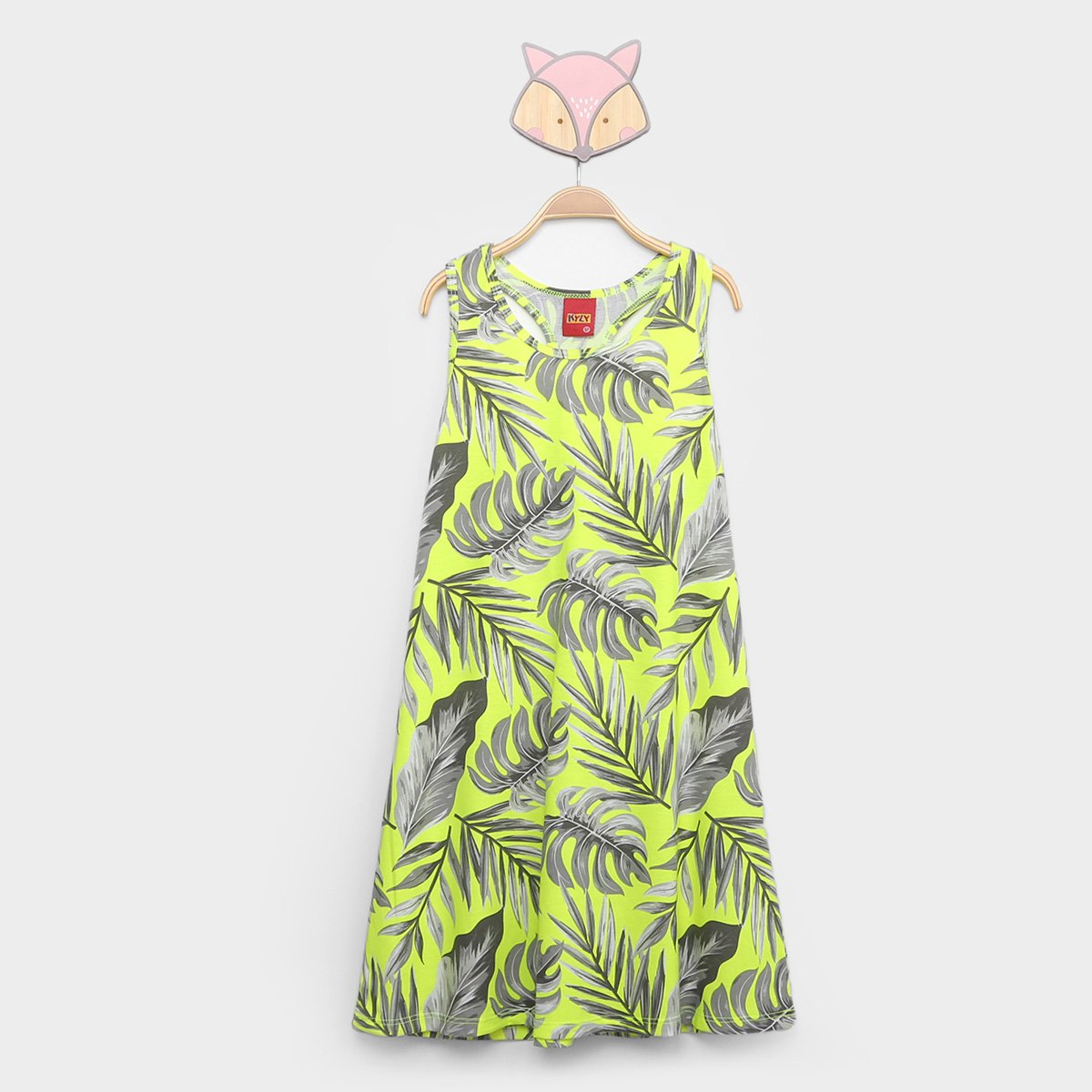 Vestido Infantil Kyly Meia Malha Folhas - Amarelo Menor preço em Vestido Infantil Kyly Meia Malha Folhas - Amarelo