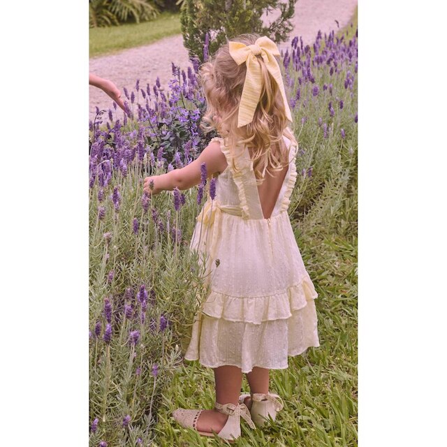 Vestido Infantil Laise Amarelo Com Flores Petit Cherie