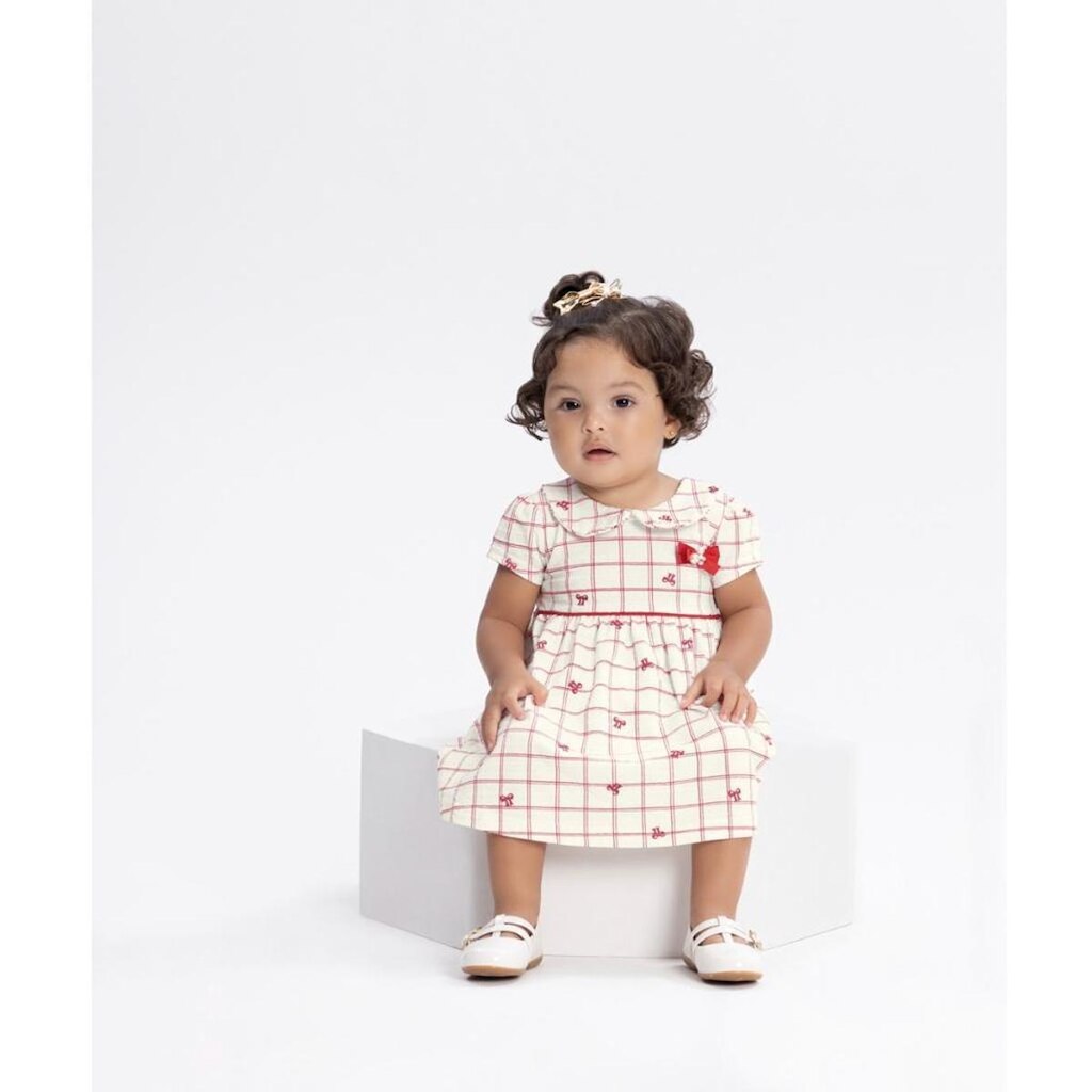 Vestido Infantil Malha Nikko Manga Curta Alakazoo Ref. A5209