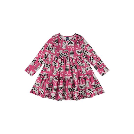 Vestido Infantil Manga Longa de Gatinho Bee Loop