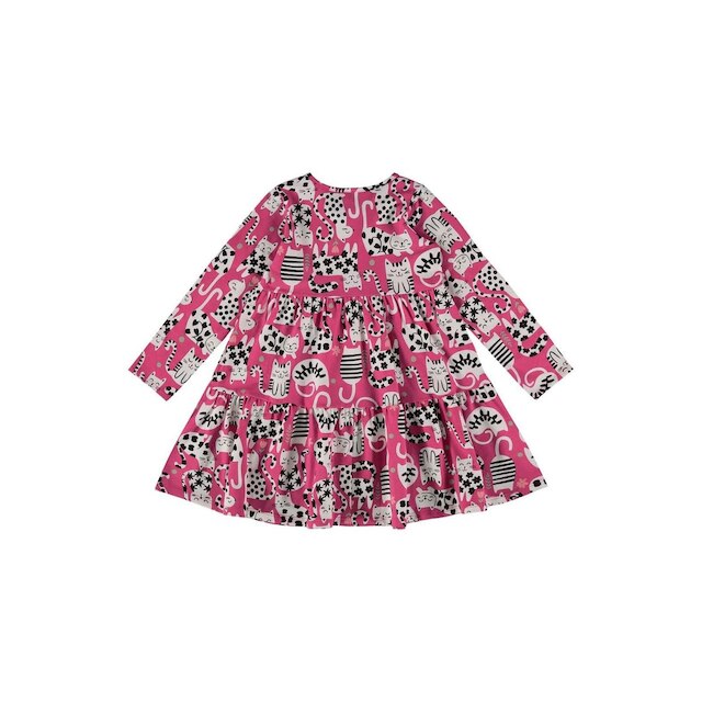 Vestido Infantil Manga Longa de Gatinho Bee Loop