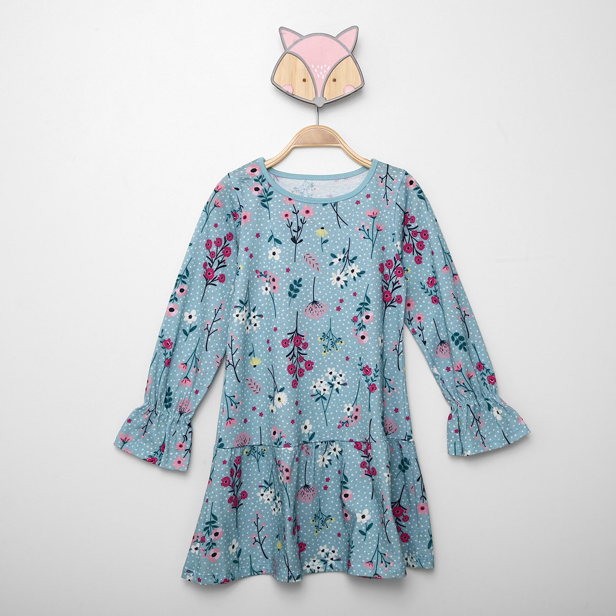 Vestido Infantil Marisol Manga Longa Breezy Estampado Floral - Verde Menor preço em Vestido Infantil Marisol Manga Longa Breezy Estampado Floral - Verde