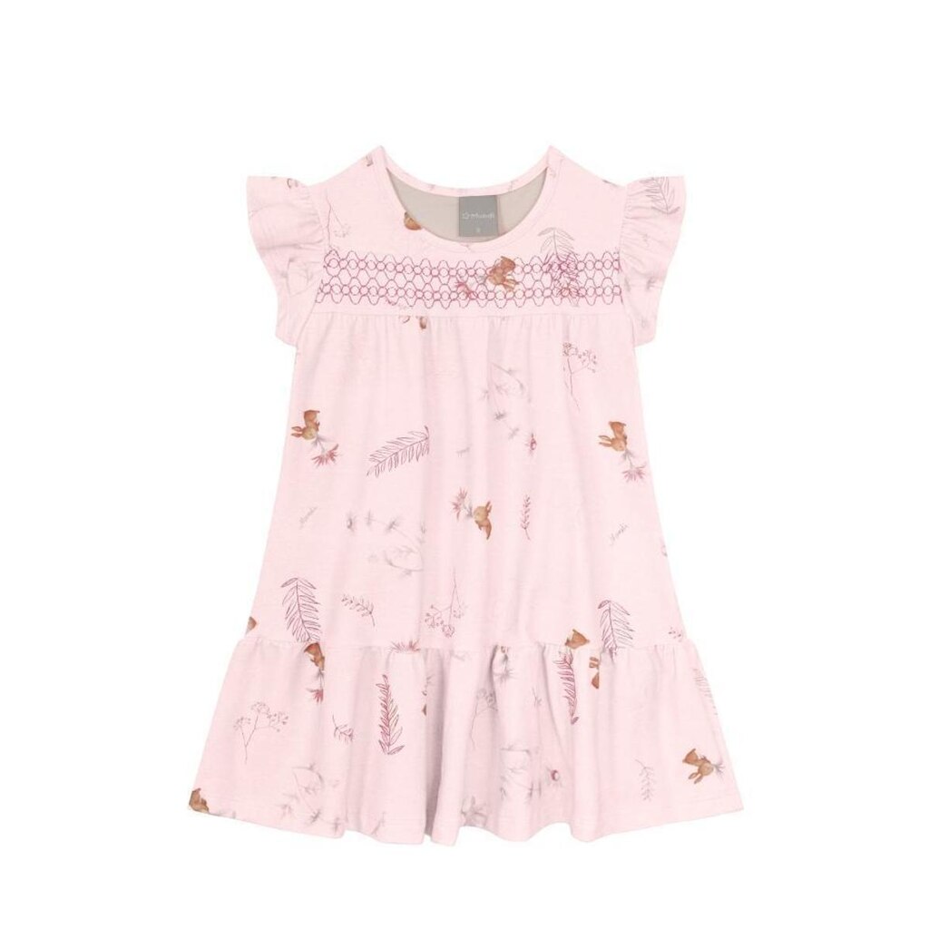 Vestido infantil menina com estampa rotativa Mundi