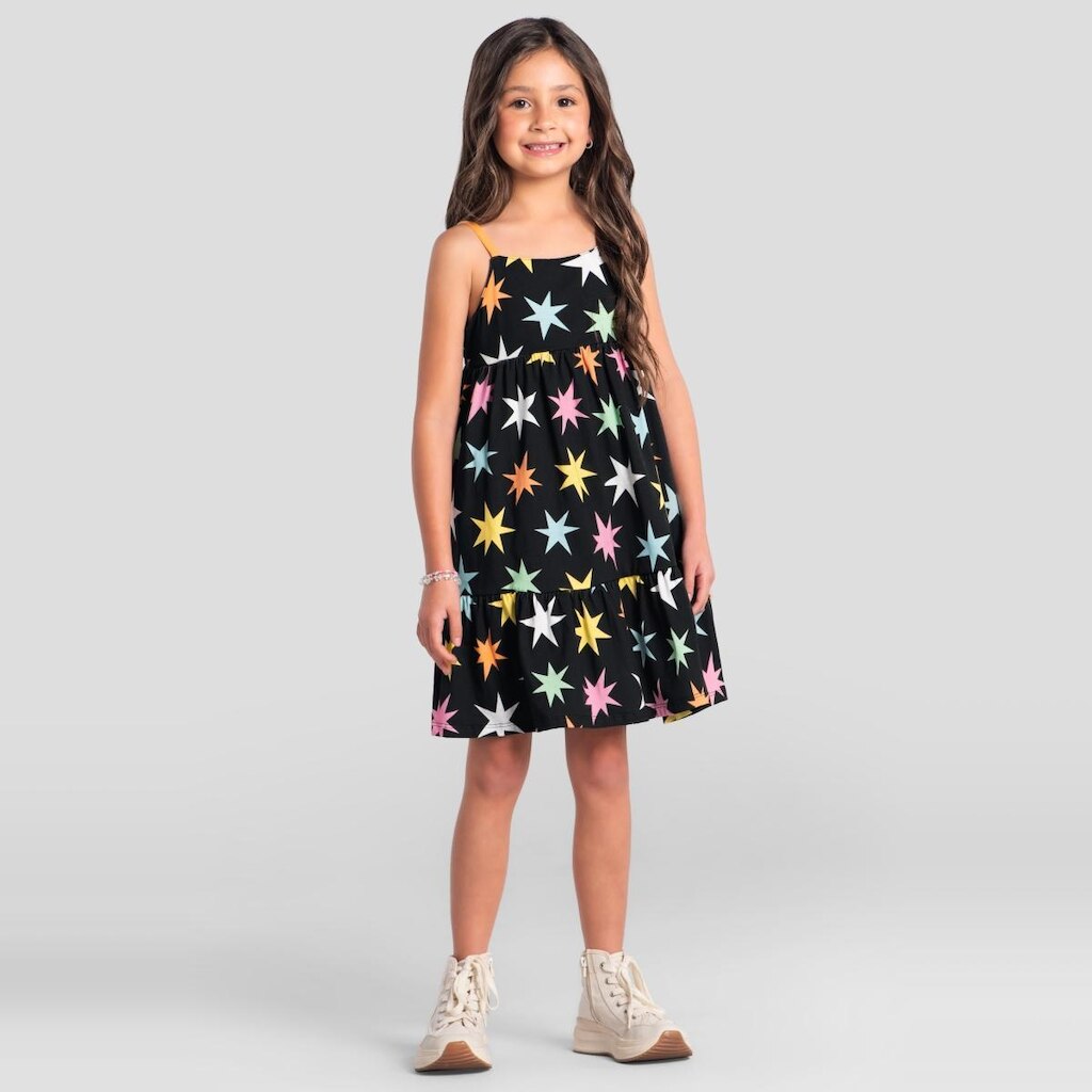 Vestido infantil menina de estrelinhas Brandili