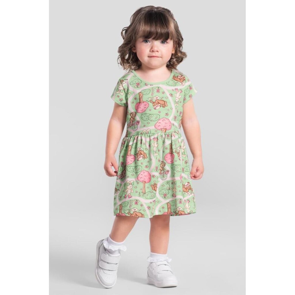 Vestido infantil menina em meia malha Brandili