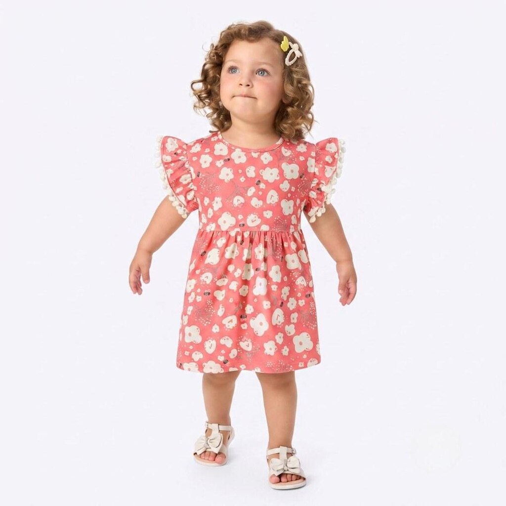 Vestido Infantil Menina Estampado Abelhinhas Rovi Kids