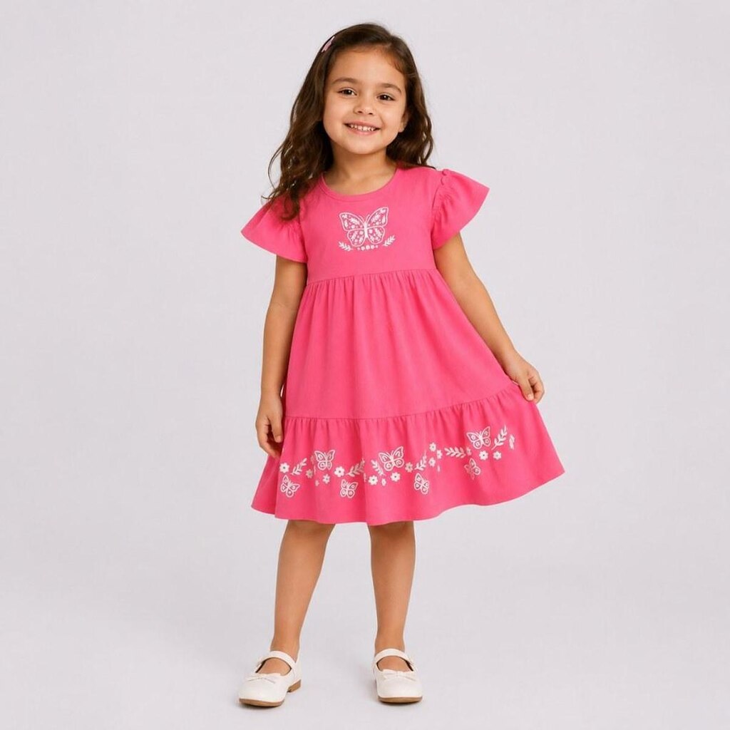 Vestido Infantil Menina Estampado Borboletas Rovi Kids