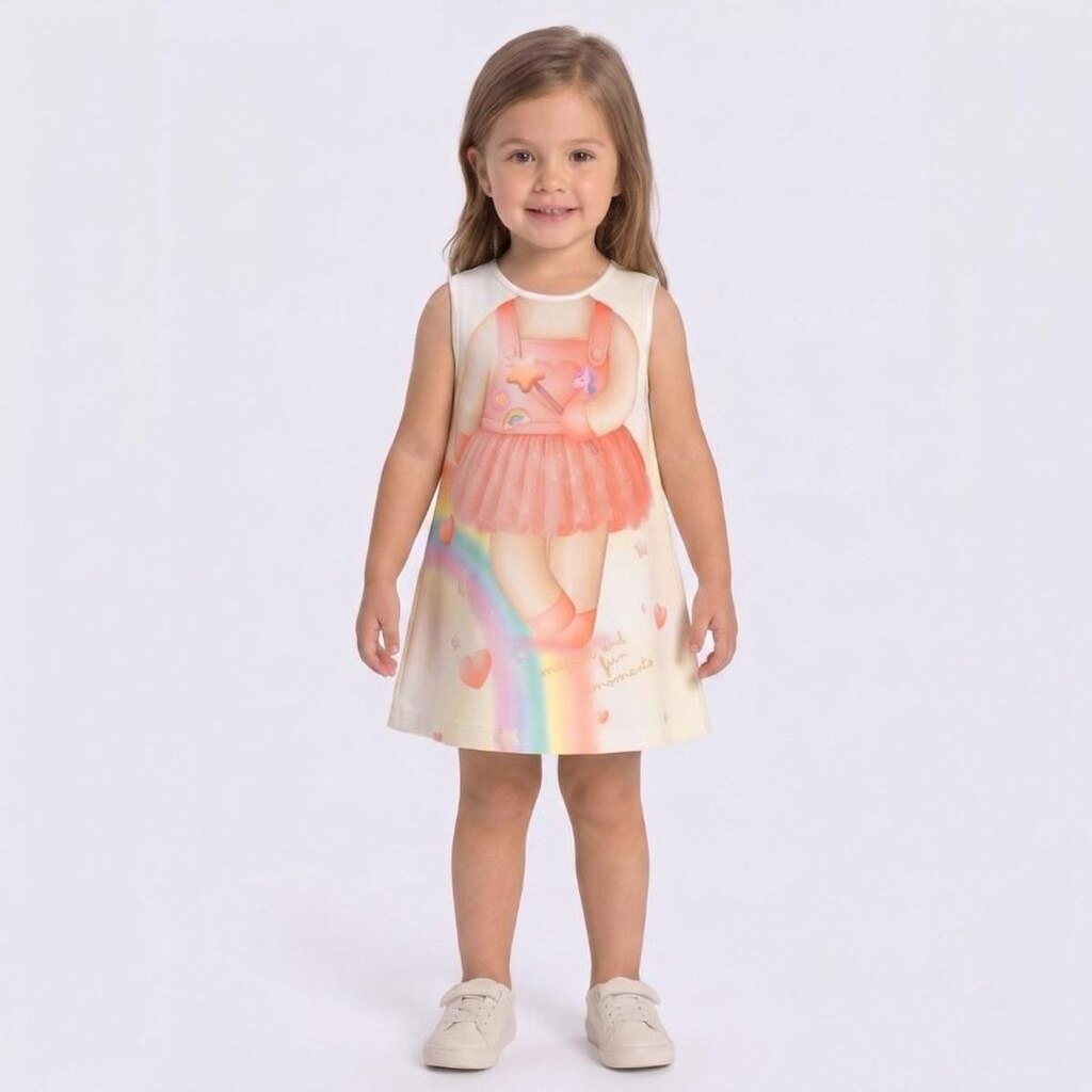 Vestido Infantil Menina Estampado Com Asas Interativas Rovi Kids
