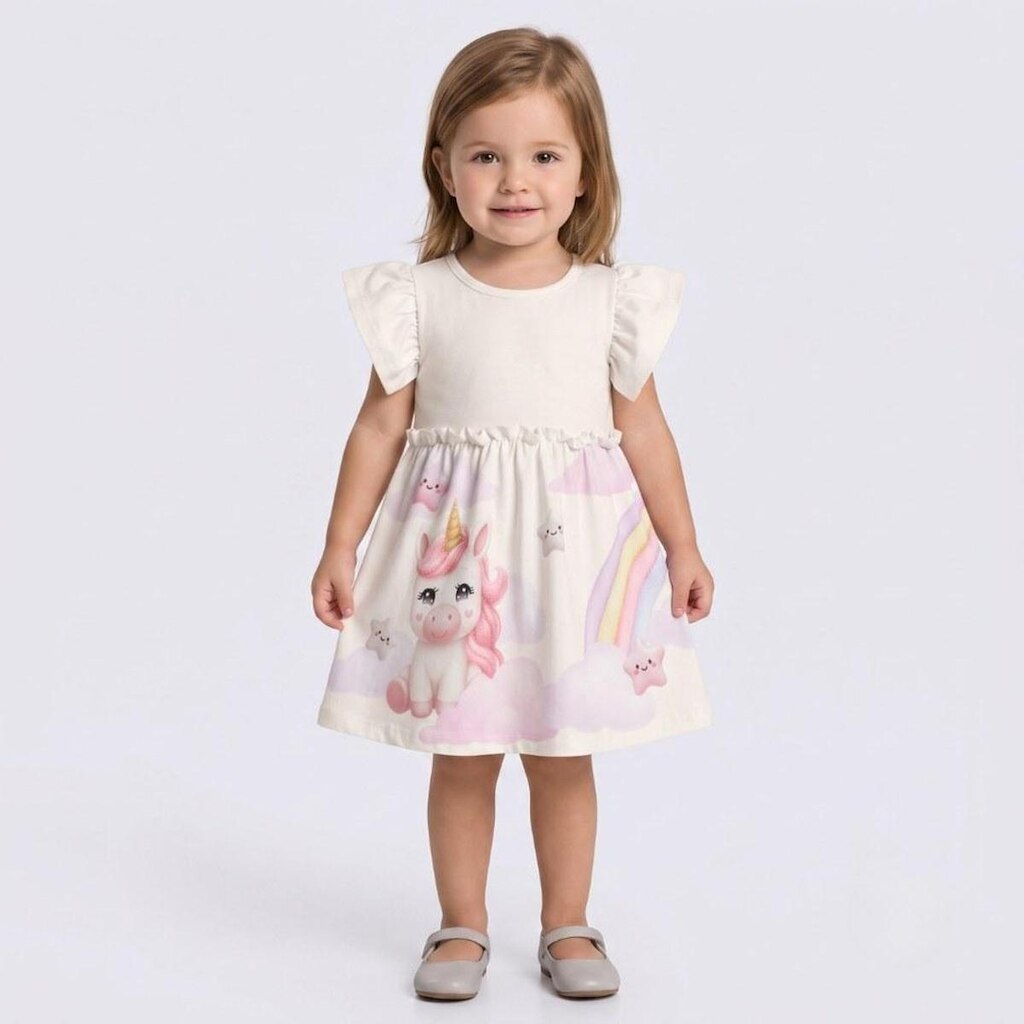 Vestido Infantil Menina Estampado Em Malha Tech Rovi Kids