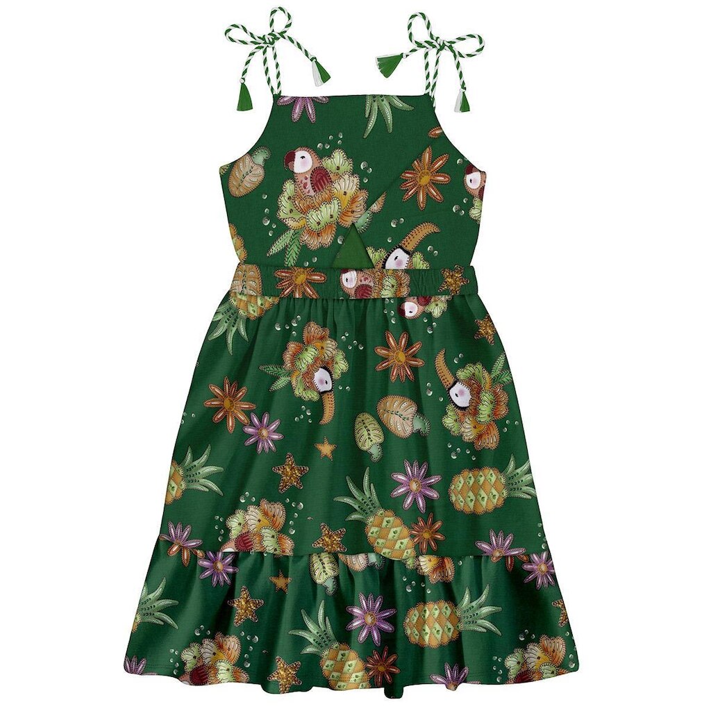 Vestido Infantil Menina Jardim Tropical Alakazoo