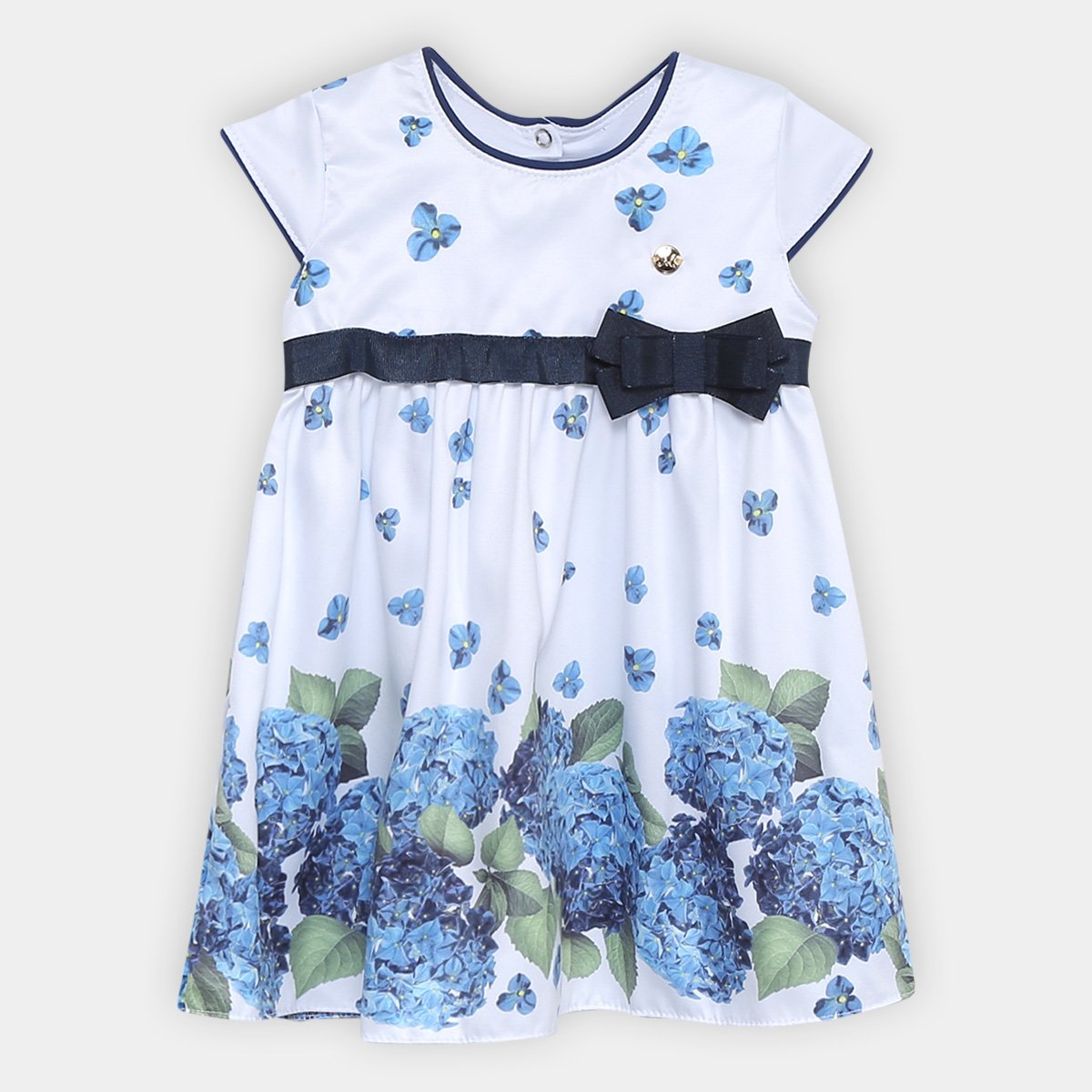 Vestido Infantil Milon Acetinado Floral - Branco Menor preço em Vestido Infantil Milon Acetinado Floral - Branco