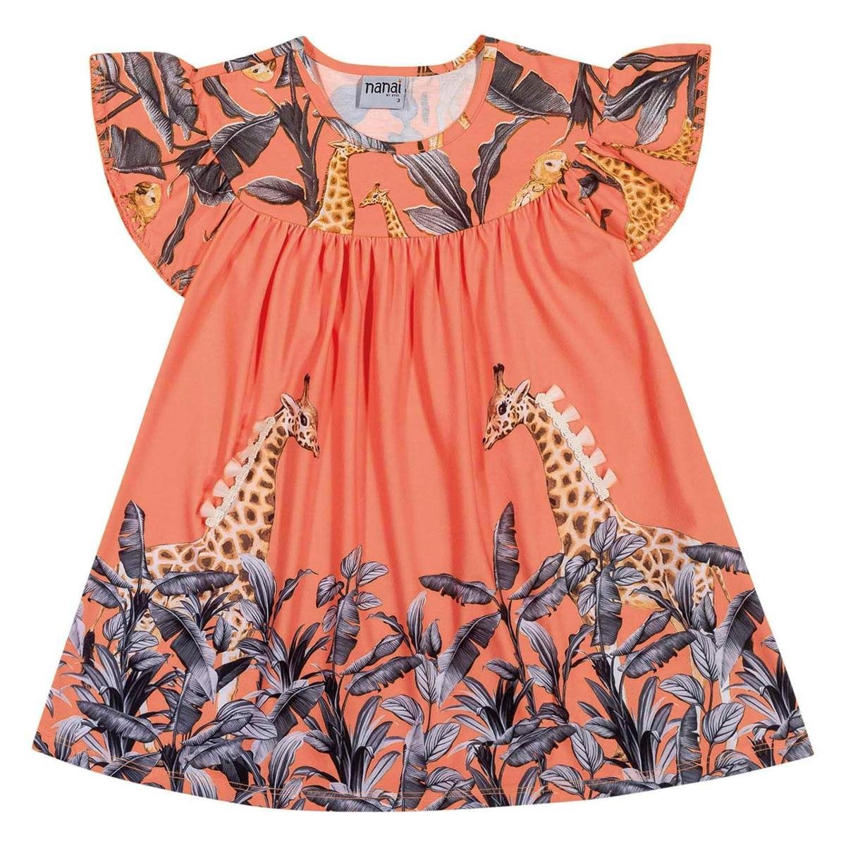 Vestido Infantil Nanai Meia Malha 600839.12969.8 Nanai - Laranja Menor preço em Vestido Infantil Nanai Meia Malha 600839.12969.8 Nanai - Laranja