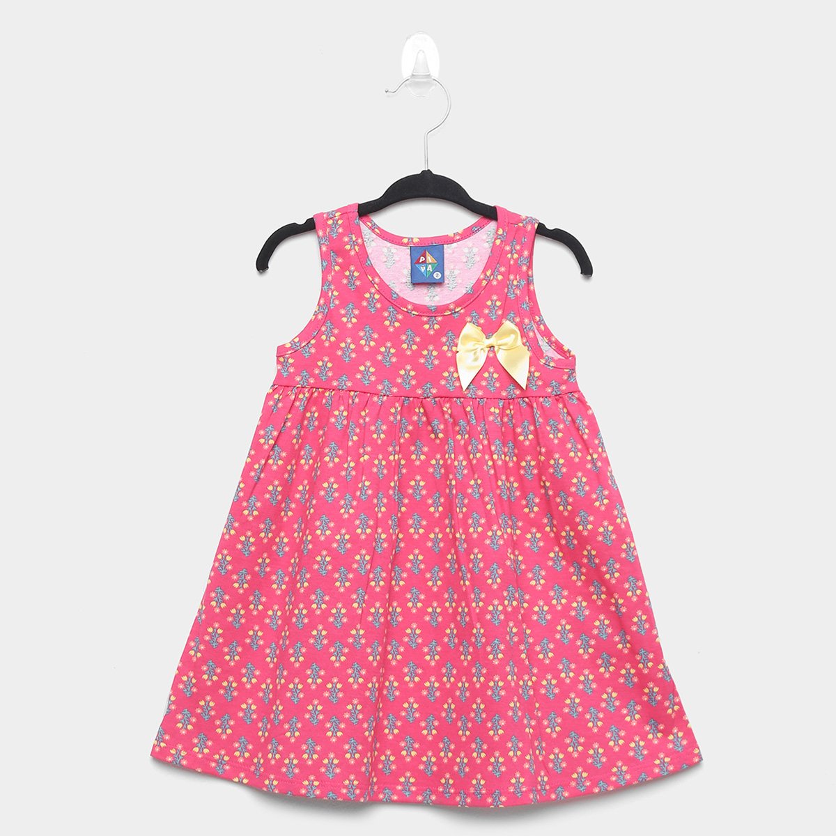 Vestido Infantil Pipa Meia Malha Floral Laço - Rosa Menor preço em Vestido Infantil Pipa Meia Malha Floral Laço - Rosa