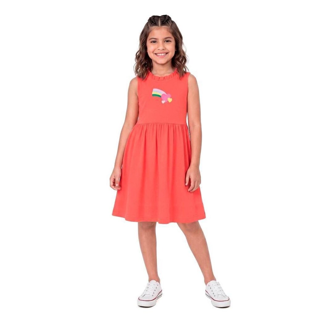 Vestido Infantil Rosa Depois do Arco-Íris Mangaba Alphabeto