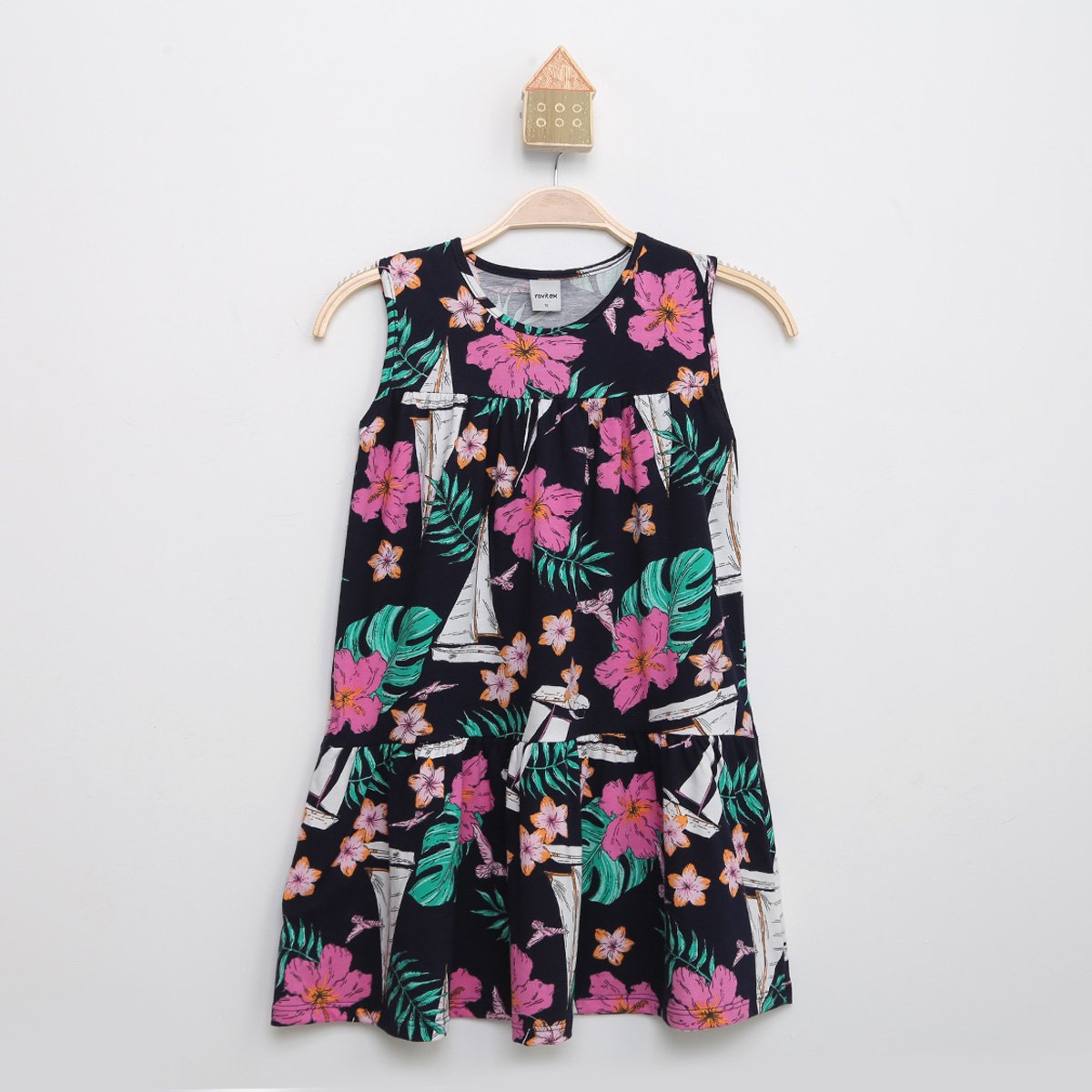Vestido Infantil Rovitex Flores - Marinho Menor preço em Vestido Infantil Rovitex Flores - Marinho