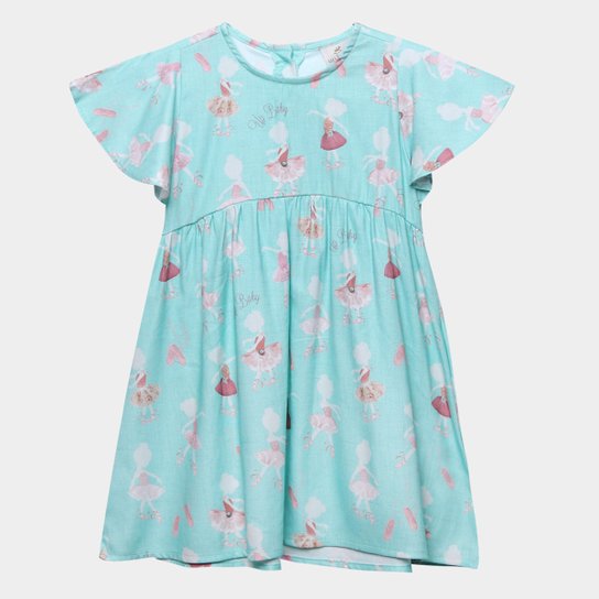 Vestido Infantil Up Baby Curto Evasê Estampado - Verde