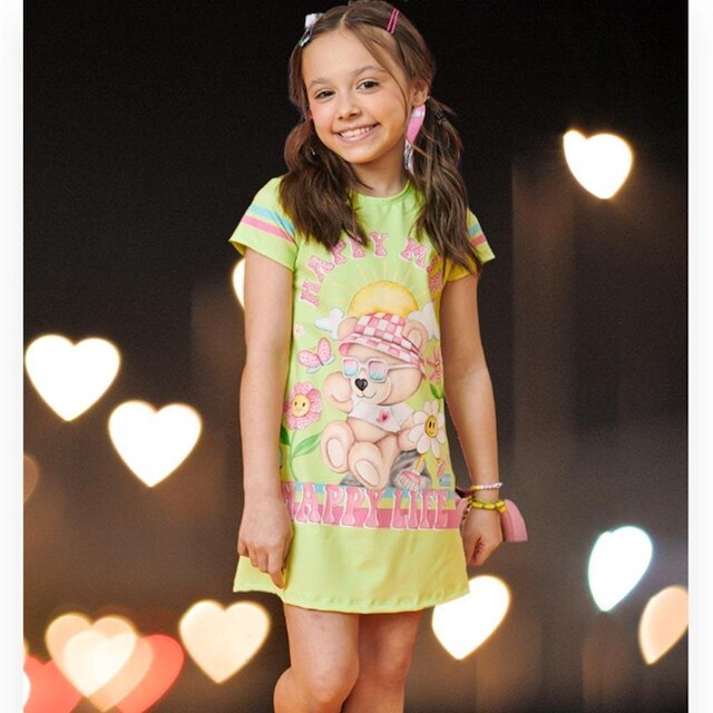 Vestido Infantil Ursinha Neo Fresh Happy VD Kukiê