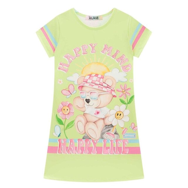 Vestido Infantil Ursinha Neo Fresh Happy VD Kukiê