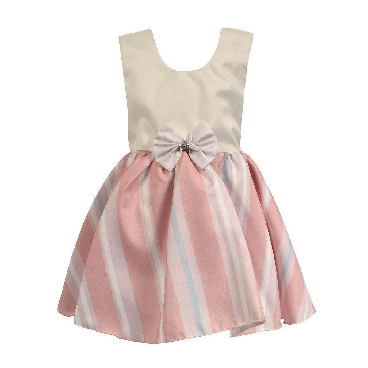 Vestido Infantil VCM do Brasil Laço Strass Feminino - Off white+Rosa é ruim? Vestido Infantil VCM do Brasil Laço Strass Feminino - Off white+Rosa é boa?