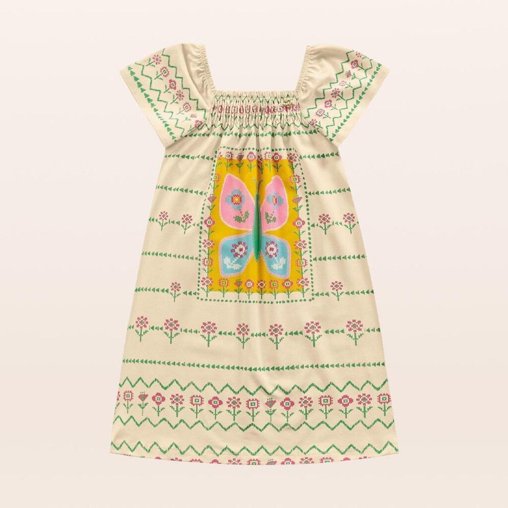 Vestido Infantil Verão Borboleta Tam 4 a 10  - Fakini