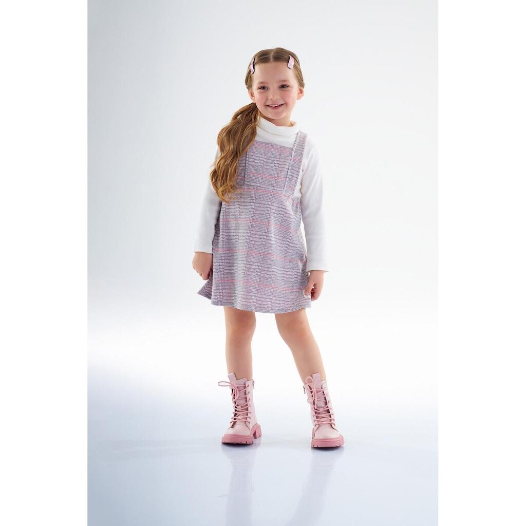 Vestido Infantil Xadrez em Jacquard e Blusa em Ribana Up Baby