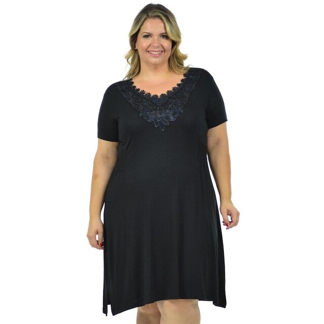 Vestido inglês plus size fenomenal Preto 48