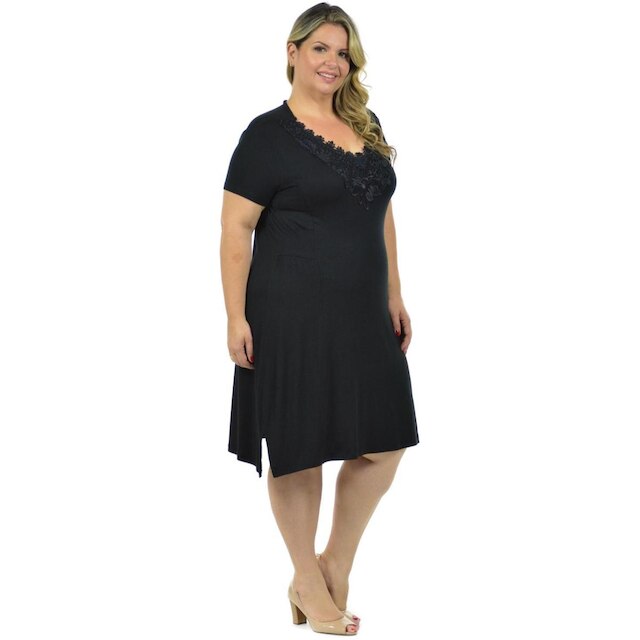 Vestido inglês plus size fenomenal Preto 48