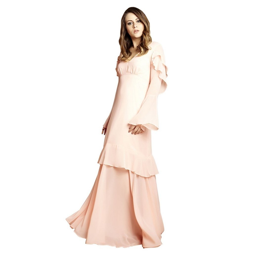 Vestido Izad musseline mangas longas boca de sino Menor preço em Vestido Izad musseline mangas longas boca de sino