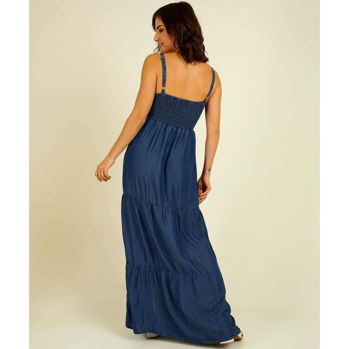 Vestido Jeans Longo Marisa Vestido Jeans Longo Feminino Fenda